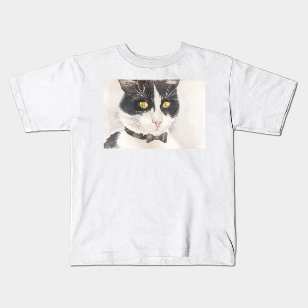 Tuxedo cat Kids T-Shirt by katerinamk